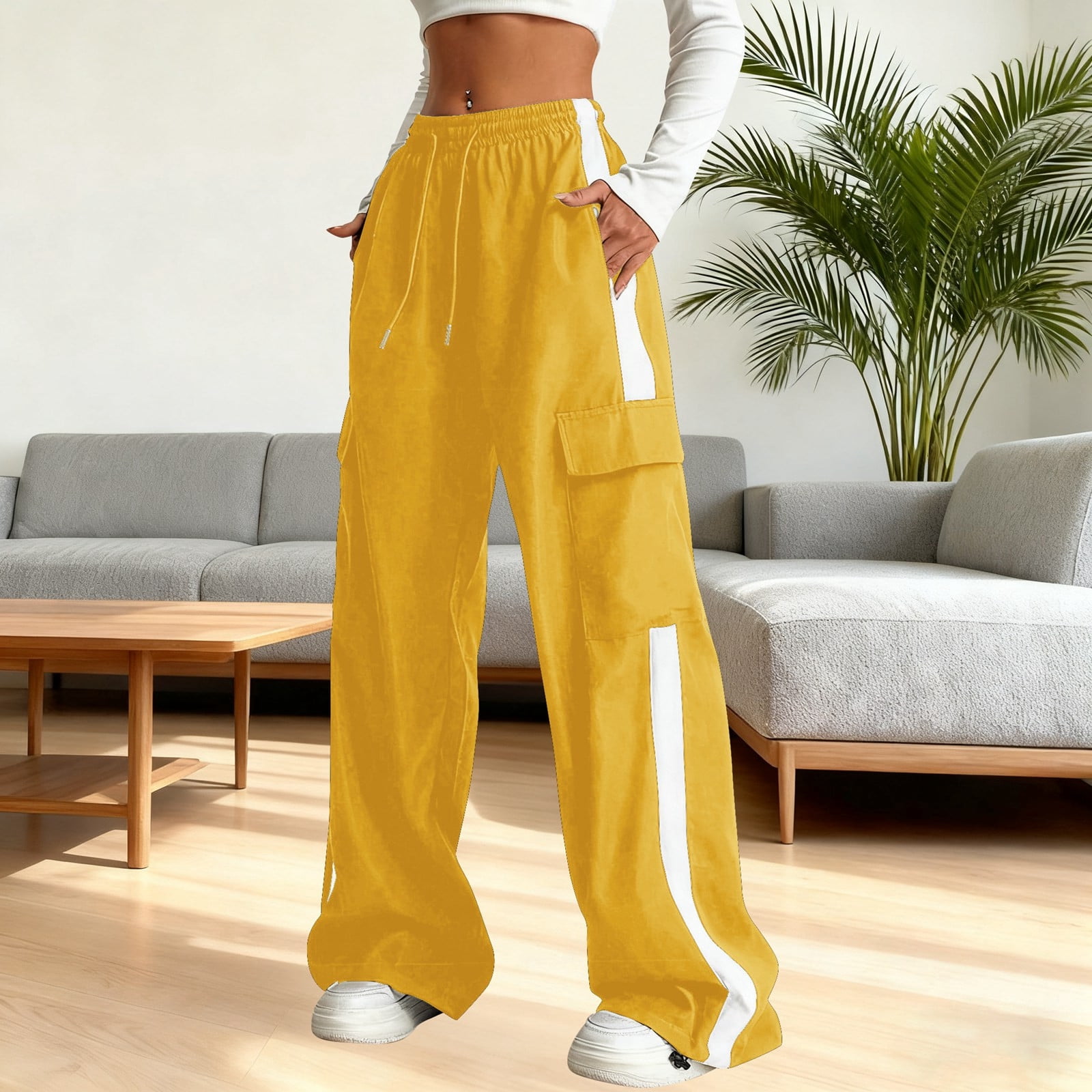 GLAMEXX24 Pantaloni da Donna Elasticizzati Boyfriend 9/10 Casual Capri con Tasche, per Il Tempo Libero, Made in Italy