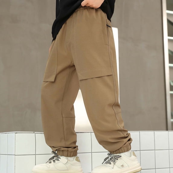 Boy's Cargo Pants Loose Fit Cargo Denim Jeans with Multiple Pockets Fit Joggers Lounge Pants Trousers with Pockets for Hiking Camping