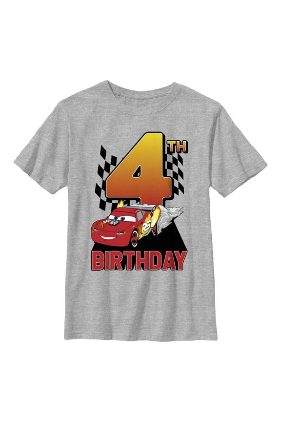 Boy's Cars Lightning McQueen 4th Birthday Graphic T-Shirt