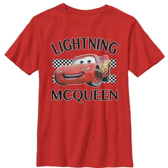 Boy's Cars Lightning McQueen Portrait  Graphic Tee Red Large