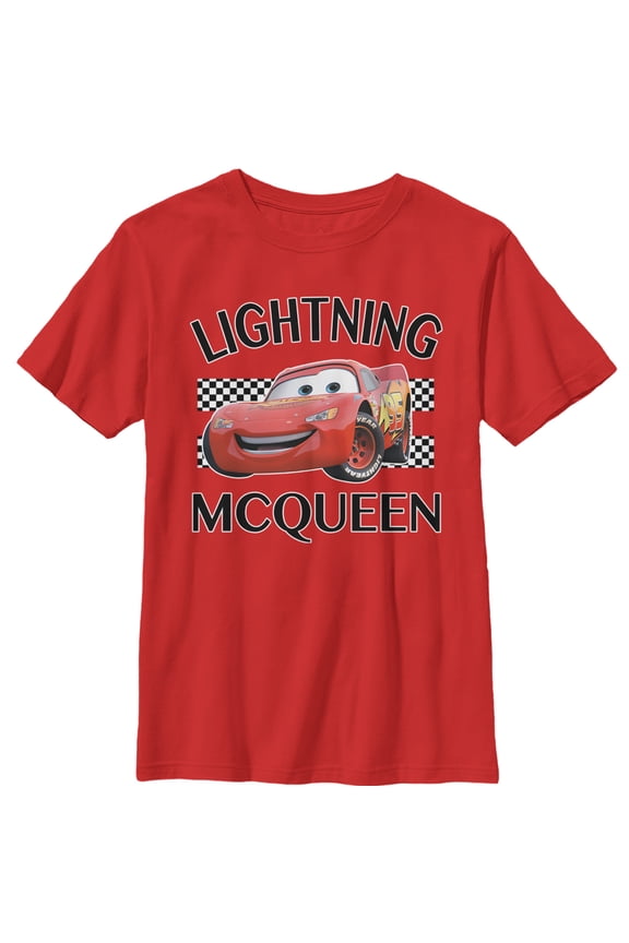 Boy's Cars Lightning McQueen Portrait  Graphic Tee Red Small