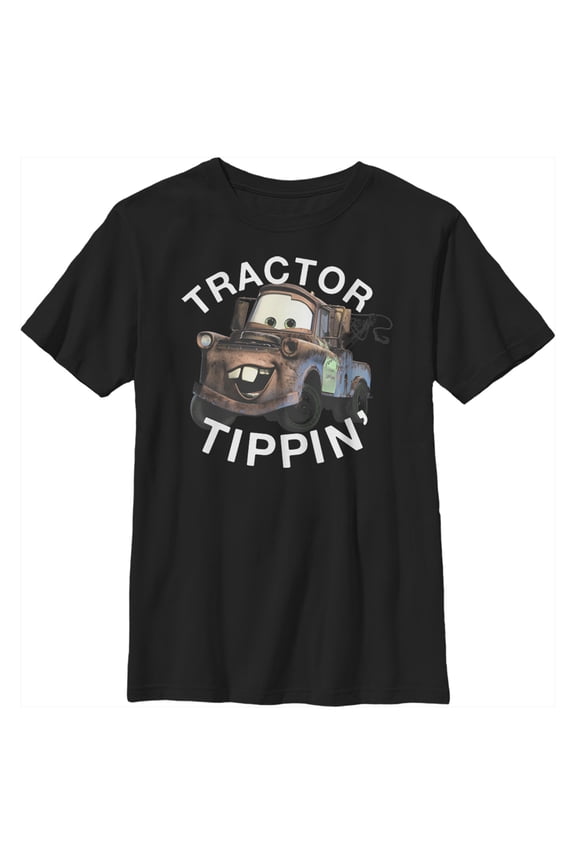 Boy's Cars Mater Tractor Tippin' Graphic Tee Black Large