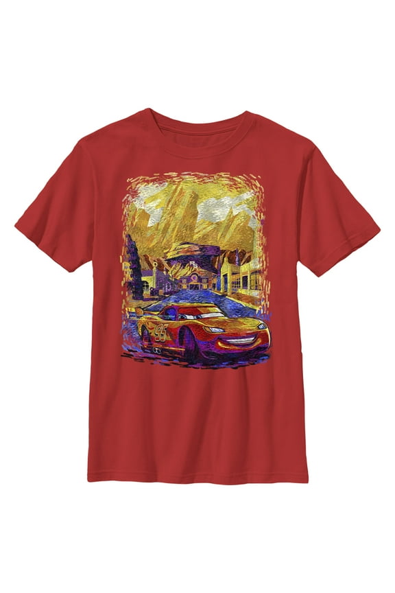 Boy's Cars Van Gogh McQueen Graphic Tee Red Medium