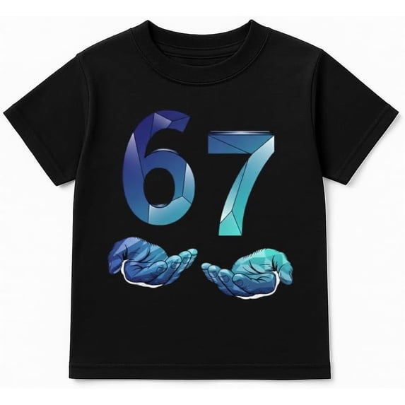Boy's Casual Graphic Geometric Number 67 Short Sleeve T-Shirt