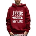 thumbnail image 1 of Boy's Casual Hoodies, JESUS SAVED MY LIFE Print Pullover Casual Long Sleeve Comfy Trendy Sweatshirt For Outdoor, 1 of 8