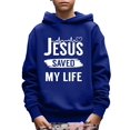 thumbnail image 1 of Boy's Casual Hoodies, JESUS SAVED MY LIFE Print Pullover Casual Long Sleeve Comfy Trendy Sweatshirt For Outdoor, 1 of 8