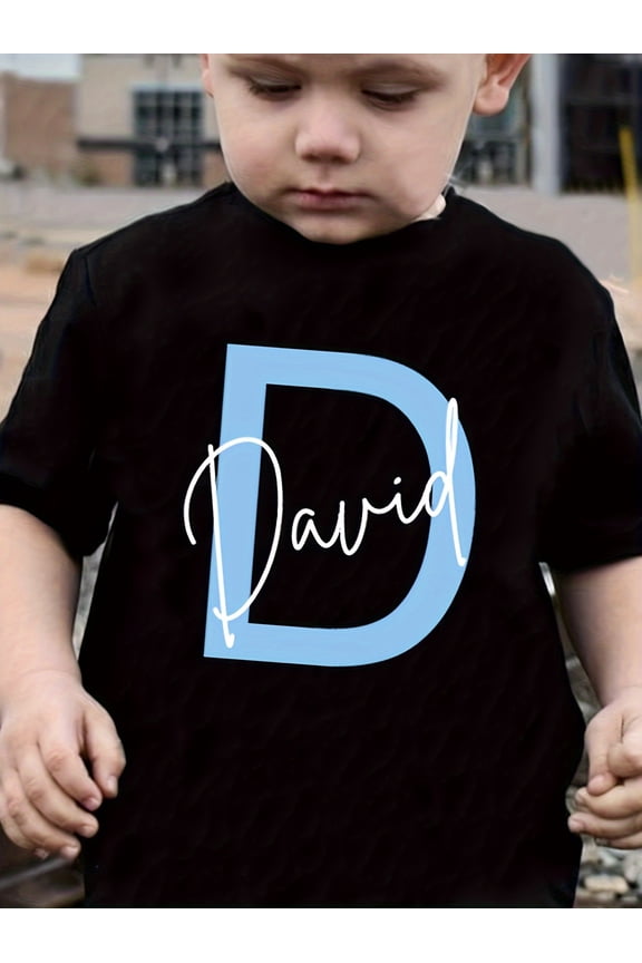 Boy's Casual Personalized Monogram Letter D T-Shirt