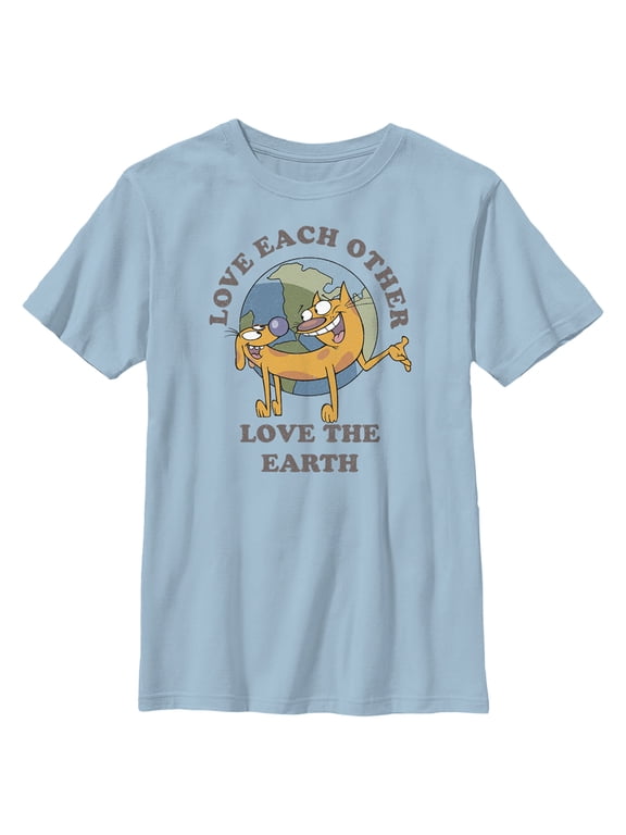 Boy's Catdog Love the Earth Graphic Tee Light Blue Medium