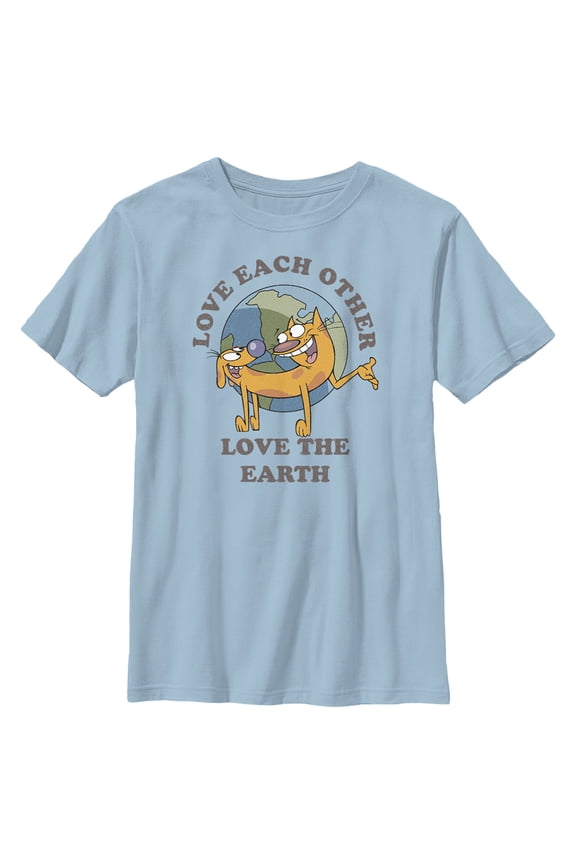 Boy's Catdog Love the Earth Graphic Tee Light Blue Medium