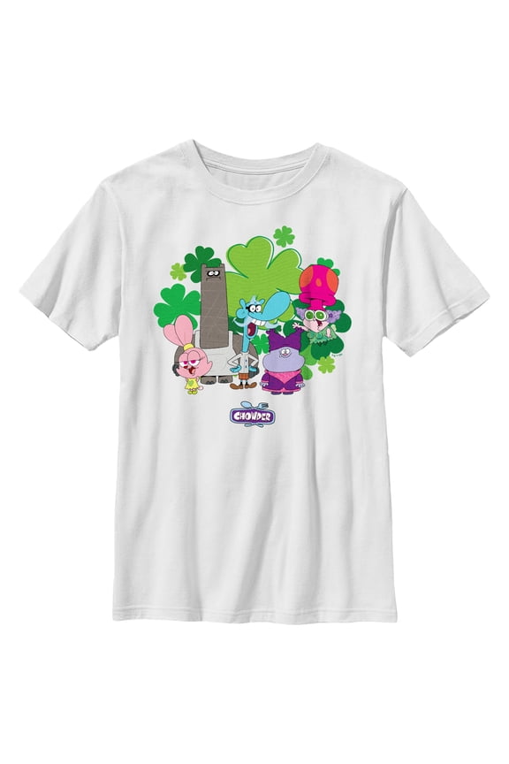 Boy's Chowder Main Characters Clovers Graphic Tee White Large