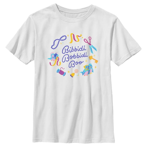 Boy's Cinderella Bibbidi Bobbidi Boo Birds  Graphic Tee White Large