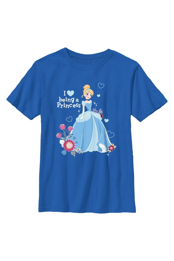 Boy's Cinderella I Heart Being a Princess Graphic Tee Royal Blue Small