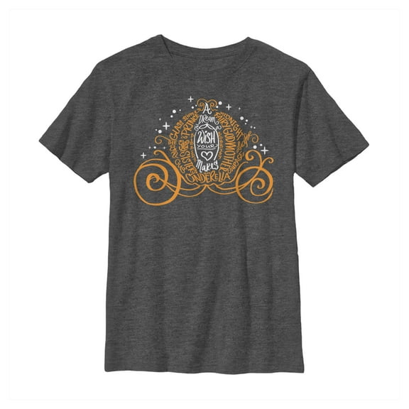 Boy's Cinderella Magical Pumpkin Carriage  Graphic Tee Charcoal Heather Small