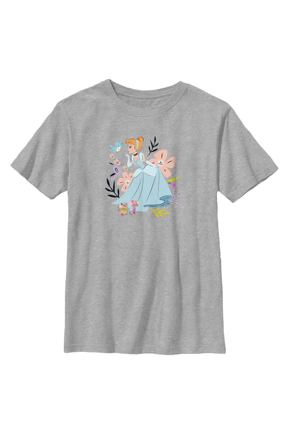 Boy's Cinderella Princess Magic Friends Graphic Tee Athletic Heather Large