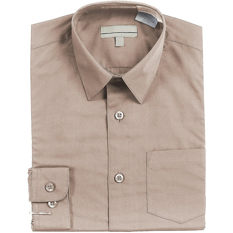 Boy s Classic Fit Long Sleeve Casual Button Down Toddler Kids Dress Shirt Blush 14