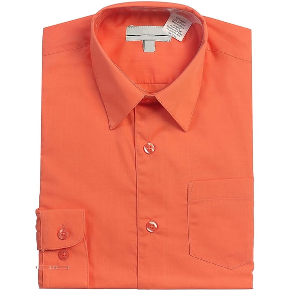 Boy's Classic Fit Long Sleeve Casual Button Down Toddler Kids Dress Shirt (Coral, 4)