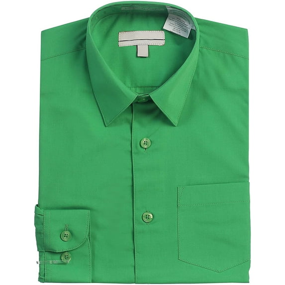 Boy's Classic Fit Long Sleeve Casual Button Down Toddler Kids Dress Shirt (Green, 8)