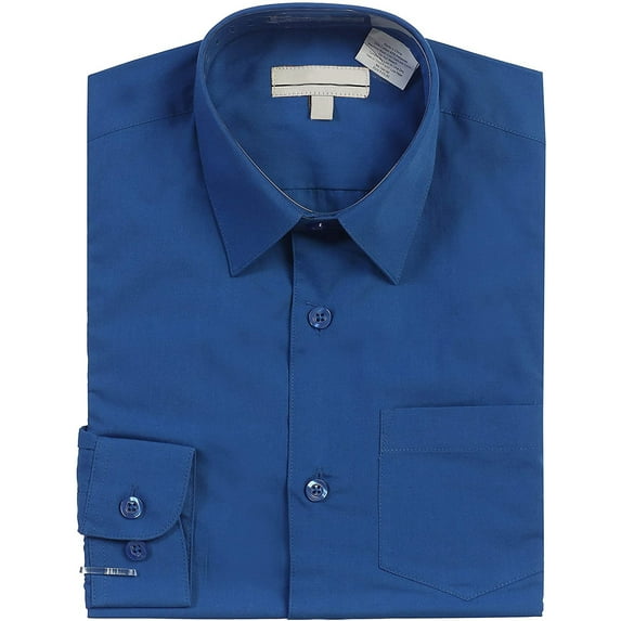 Boy's Classic Fit Long Sleeve Casual Button Down Toddler Kids Dress Shirt (Royal Blue, 5)