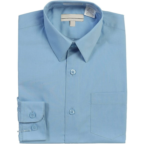 Boy's Classic Fit Long Sleeve Casual Button Down Toddler Kids Dress Shirt (Sky Blue, 7)
