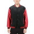 thumbnail image 1 of Boy's Classic Two Tone Snap Button College Sports Kids Letterman Varsity Jacket (Black/Red, XL(18)), 1 of 2