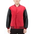 thumbnail image 1 of Boy's Classic Two Tone Snap Button College Sports Kids Letterman Varsity Jacket (Red/Black, L(14-16)), 1 of 2
