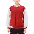 thumbnail image 1 of Boy's Classic Two Tone Snap Button College Sports Kids Letterman Varsity Jacket (Red/White, L(14-16)), 1 of 2