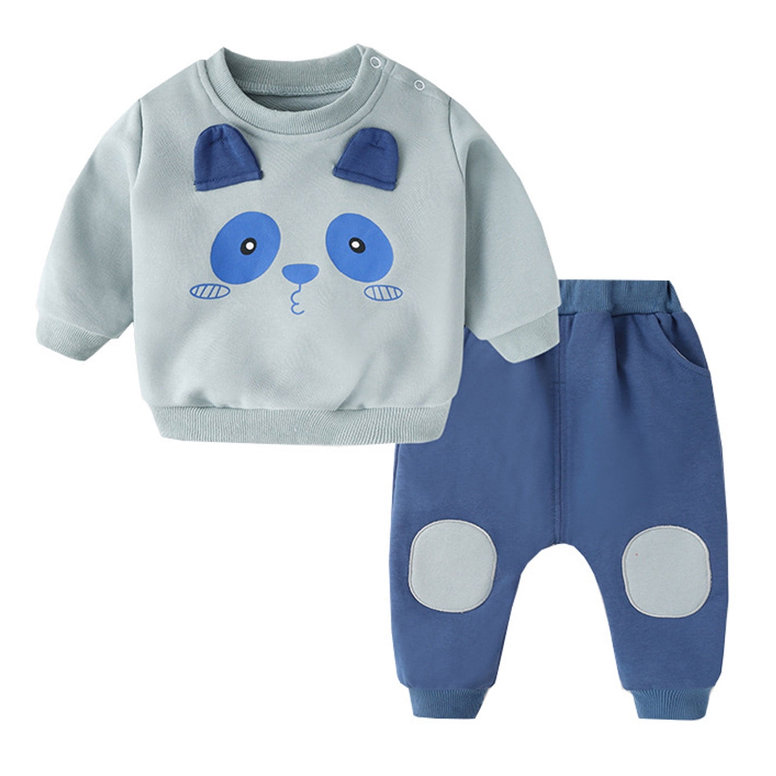 Infant Children Kids Toddler Baby Girls Boys Long Sleeve Cute  Animals Hoodie Sweatshirt Pullover Tops Cotton Trousers Pants Outfit Set  2PCS Clothes Dinosaur Shirts for Boys (Light Blue, 2-3 Years) 
