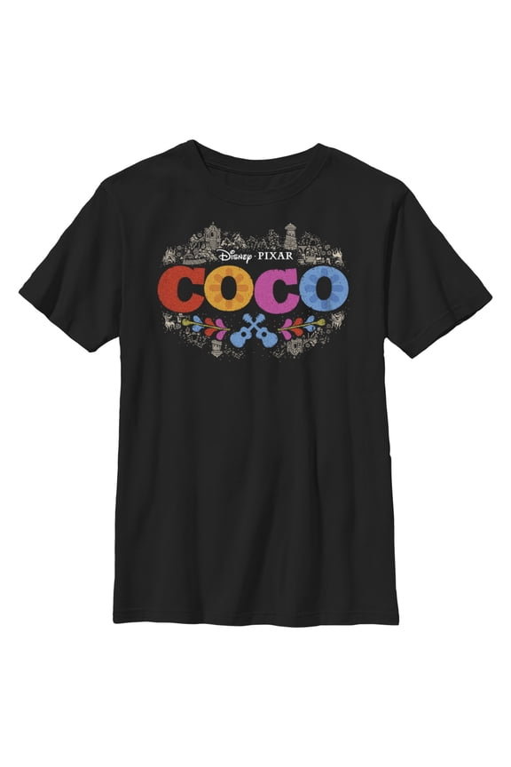 Boy's Coco Classic Logo Solid Graphic Tee Black Large