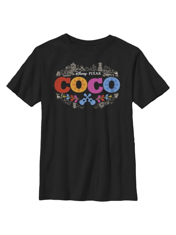 Boy's Coco Classic Logo Solid Graphic Tee Black Medium
