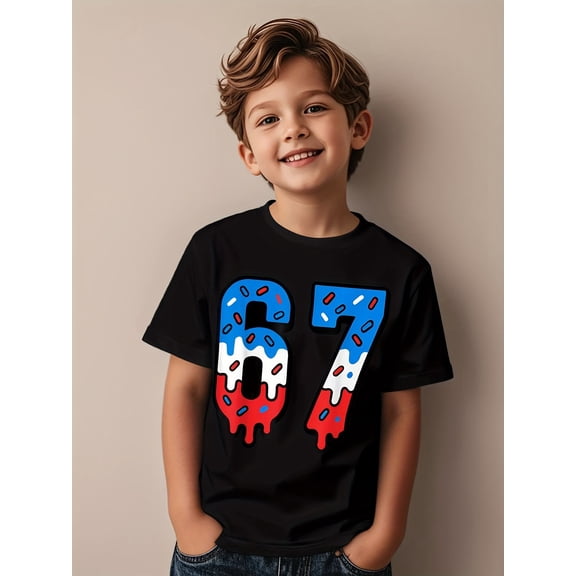 Boy's Colorful Dripping Sprinkle Number 67 T-Shirt