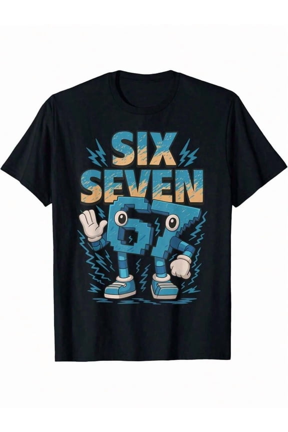 Boy's Cool Retro Pixel Cartoon Number 67 Graphic T-Shirt