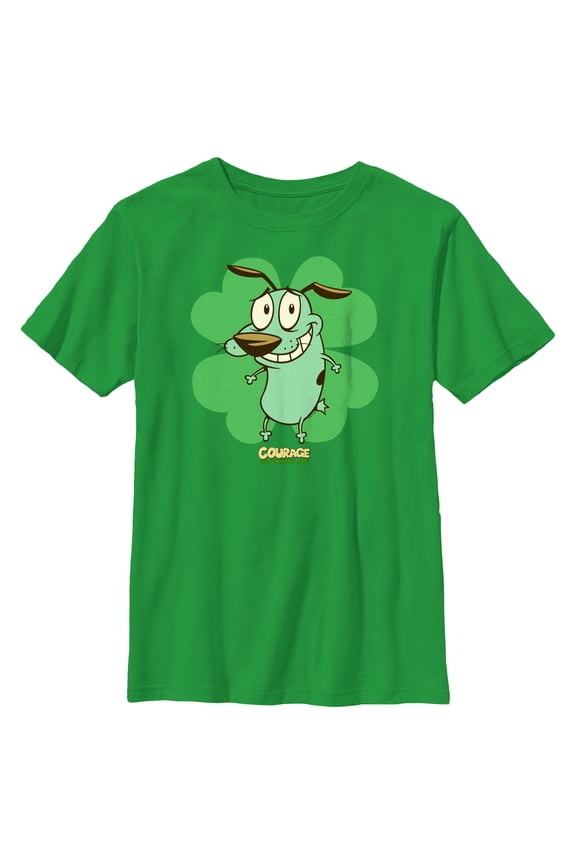 Boy's Courage the Cowardly Dog St. Patrick’s Day Clover Graphic Tee Kelly Green X Large