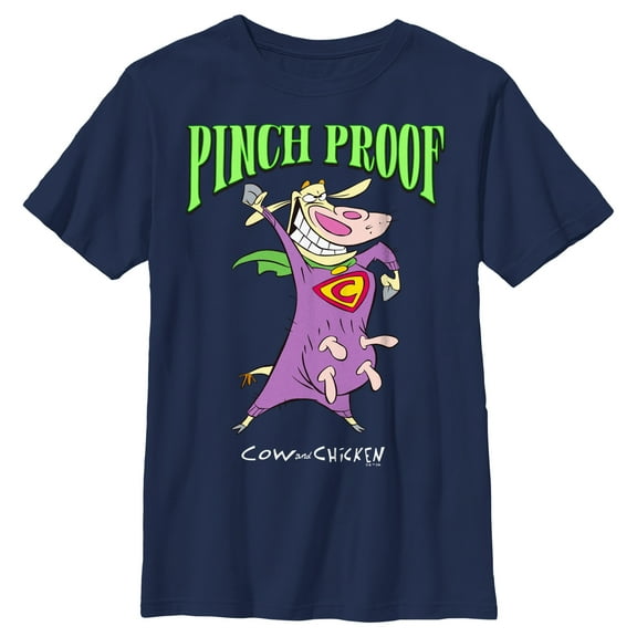Boy's Cow and Chicken St. Patrick’s Day Pinch Proof  Graphic Tee Navy Blue Medium