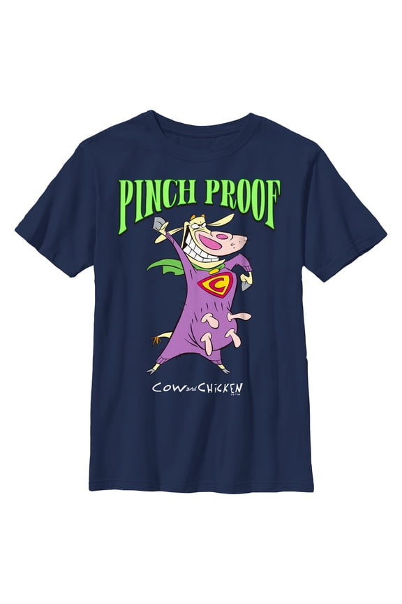 Boy's Cow and Chicken St. Patrick’s Day Pinch Proof Graphic Tee Navy Blue Small