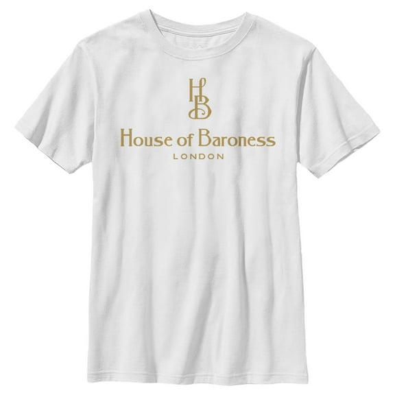 Boy's Cruella House of Baroness London Logo Gold  Graphic Tee White Medium