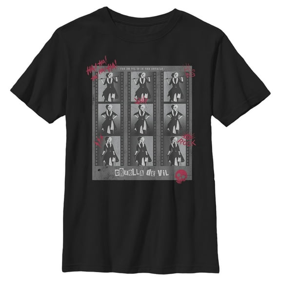 Boy's Cruella Photo Negatives  Graphic Tee Black X Small