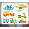thumbnail image 1 of Ambesonne Cartoon Curtains 2 Panel Set, Transportation Theme, 108" x 90", Multicolor, 1 of 3