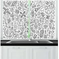 thumbnail image 1 of Boy's Curtains 2 Panels Set, Astro Sketch Abstract Planets in Doodle Drawing Style Children's Cartoon Composition, Window Drapes for Living Room Bedroom, 55W X 39L Inches, Black White, by Ambesonne, 1 of 2