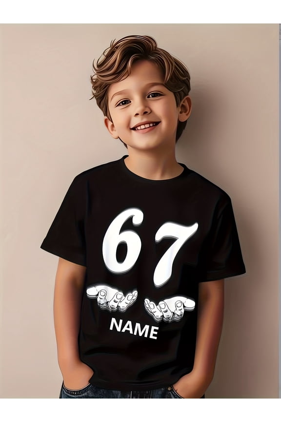 Boy's Custom Personalized Number Graphic Birthday T-Shirt