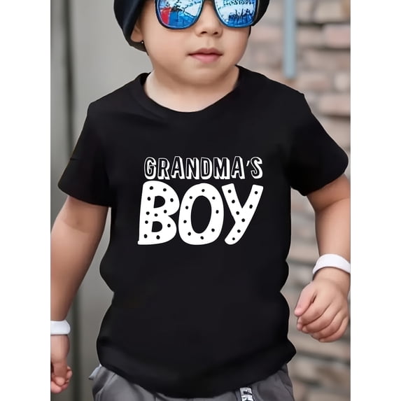 Boy's Cute Casual Grandma's Boy Graphic Print Cotton T-Shirt