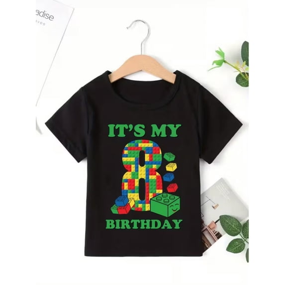 Boy's Cute Colorful Building Block 8th Birthday T-Shirt - Walmart.com