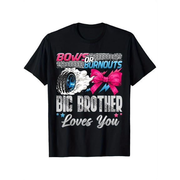 Boy's Cute Gender Reveal Bows or Burnouts Big Brother T-Shirt