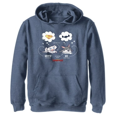Boy's DC League of Super-Pets Cartoon Krypto and Ace Dreams  Pull Over Hoodie