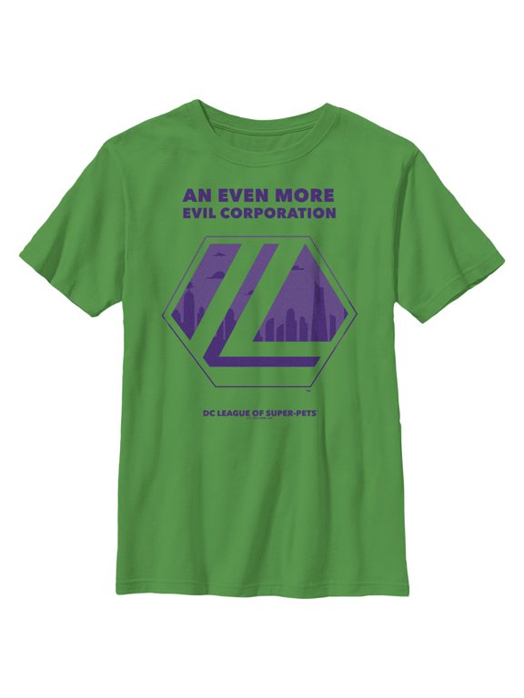 Boy's DC League of Super-Pets Even More Evil Corporation Logo Graphic Tee Kelly Green Medium