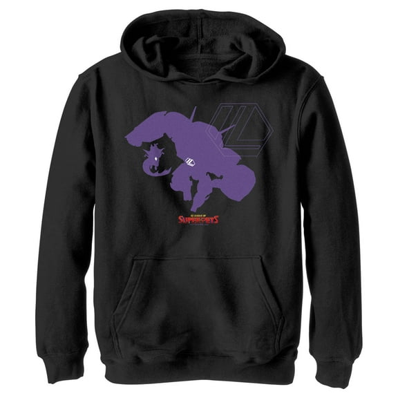 Boy's DC League of Super-Pets Lex Luthor and Lulu Silhouettes  Pull Over Hoodie Black Medium