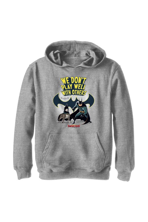 Boy's DC League of Super-Pets We Don’t Play Well With Others Pull Over Hoodie Athletic Heather Medium