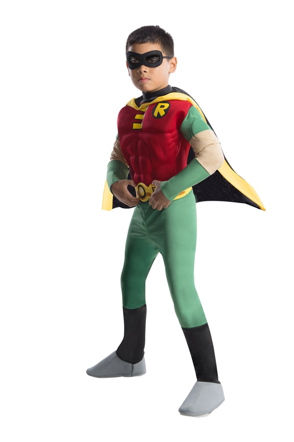 DC Teen Titans Go! Robin Muscle Chest Deluxe Costume for Kids by Rubies, Boys Medium