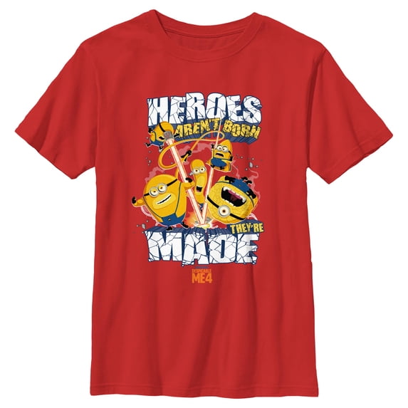 Boy's Despicable Me 4 Mega Minions Heroes Aren't Born They're Made Graphic T-Shirt