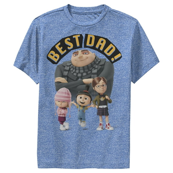 Boy's Despicable Me Best Dad Gru Performance Graphic Tee Royal Blue Heather Large
