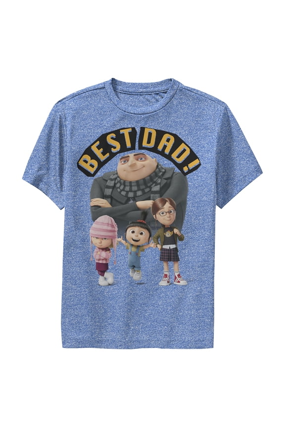Boy's Despicable Me Best Dad Gru Performance Graphic Tee Royal Blue Heather X Large